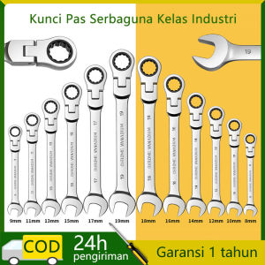 Kunci Pas Ratchet Kombinasi Kepala Fleksibel Alat Ratchet Wrench penggunaan ganda
