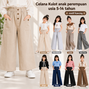 Celana Kulot Anak Perempuan Usia 5-14 Tahun dengan Desain Trendy dan Bahan Berkualitas