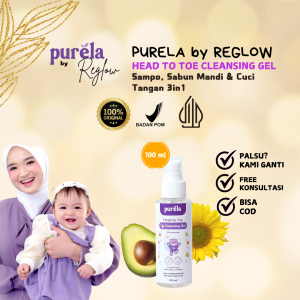 PURELA by Reglow Head To Toe Cleansing Gel 3in1 Sampo Sabun Mandi Cuci Tangan 100ml