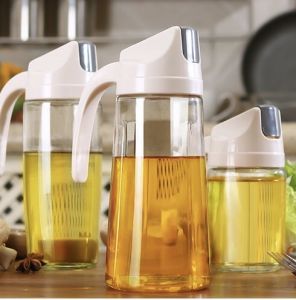 Portable Kitchen Glass Oil Can & Cruet Bottle 630ml