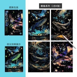 [SG STOCK] Glow in the Dark Scratch Art Rainbow Holographic DIY Craft Paper Educational Stress Relief Toy Gift