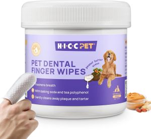 【BEST SELLING】HICC PET Pet Dental Finger Wipes Remove Bad Breath Gentle & Plaque & Tartar Buildup Finger Toothbrush Wipes for Cat & Dog 50pcs