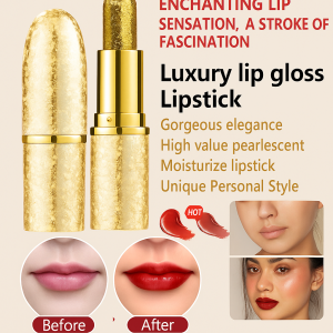 Gilded Long Lasting Lipstick Set Gold Powder Nourishing Moisturizing Lip Balm Suitable For Gifts For Girlfriends亮闪金粉不沾杯口红