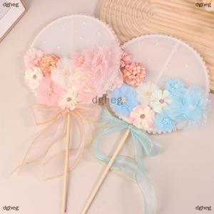 [COD] dgheg Chinese Long Handle Round Fans Fabric Flower Butterfly Brides Wedding Supplies Photography Props Home Decoration Ornamen