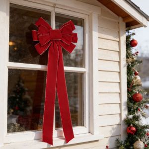 FLEURS Creative Christmas Bow Decoration Elegant 3D Christmas Tree Topper Versatile DIY Bowknot Hanging Pendant Party Supplies