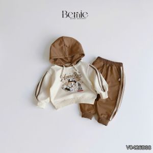 Set thể thao hoodie bóng chày tay dài kèm mũ và quần dài cho bé trai size 11tới 28kg BERNIE V0426B38