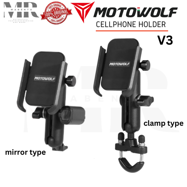 Original Motowolf Version Phone Holder For Motorcycle Degree Rotatable Clamp Type Mirror