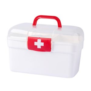 Portable Medicine Organizer Box 2-Tier First Aid Kit Box With Handle Emergency Kit Storage Container