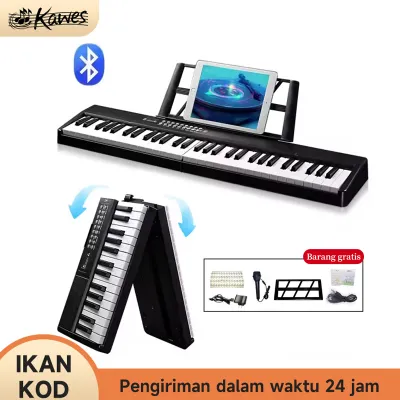 Piano Lipat 61Tombol Keyboard Standar SemiBerat Piano Digital dengan Tas Tangan untuk Pecinta Piano