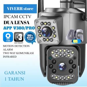 V380 PRO Kamera Keamanan Outdoor Dual Lensa 4K IP66 Waterproof dengan Alarm & Chat Dua Arah