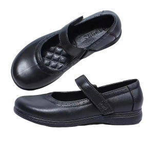 Stylish black shoes for girls non-slip and waterproof rubber suitable for all seasons Velcro closure comfortable slip-on black shoes for girls versatile black shoes for casual wear 075523