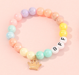 Cute BFF Bracelet for Kids - Personalized Name Jewelry with Unicorn or Crown Pendant for Girls and Boys