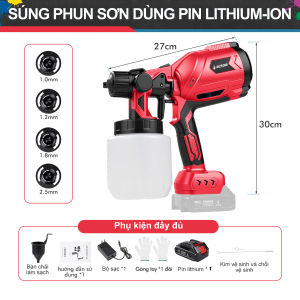 Máy phun sơn cầm tay pinmáy phun sơn điện 1000ml -3 chế độ phunphun sương mịn và đều