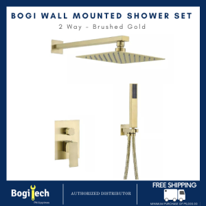 Bogi Stainless Steel Rainfall Shower Set With Hand Held Faucet and Mixer Wall Mounted SUS 304 Matte Black Gun Grey Metal Brushed Gold Chrome