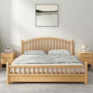【Free Shipping】Solid Wooden Bed Frame SingleSuper SingleQueenKing Size Bedframe With Mattress Wooden Bedframe