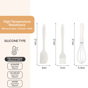 3PCS Silicone Baking Tools Sets Egg Beater Whisk Scraper Spatula Oil Brush Hand Mixer for Baking Bread Cake