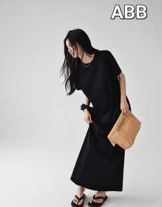 Dress Wanita Maxi Casual Polos - Motif Flat Printing Ukuran Reguler