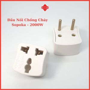Đầu Nối 3 Chân Sang 2 Chân SOPOKA P7 - Đầu Chuyển 3 Chấu Sang 2 Chấu Tải 2000W Chịu Nhiệt Chống Cháy - Bảo Hành 2 Năm