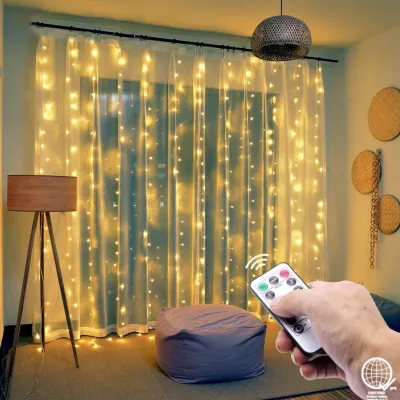 USB Fairy String Lights with Remote & Power Adapter 66Ft 200 LED Firefly Lights for Bedroom Wall Ceiling Christmas Tree Wreath Craft Wedding Party Decoration Warm White