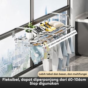Jemuran Baju Balkon Stainless Steel Jemuran Balkon Apartemen Jemuran Handuk