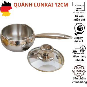 Quánh inox 12 cm quánh nấu bột LUNKAI nồi nấu bột cho bé nồi nấu đồ ăn dặm kèm vung
