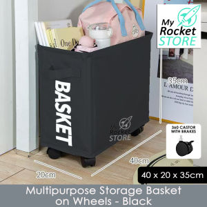 Foldable Laundry Basket with Wheels Dirty Clothes Basket Yoga Mat Storage Organiser