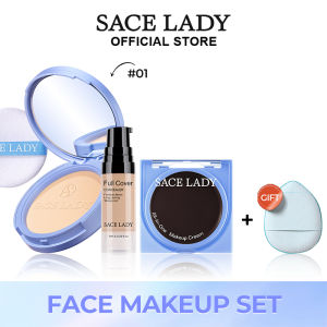 SACE LADY Waterproof Compact Powder+Long Lasting Concealer+Natural Pigmented Blush Cream Multi Face Makeup Kit