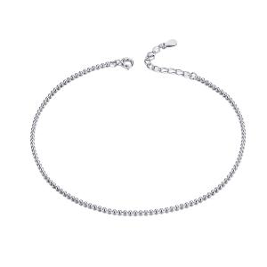 BAMOER Simple Essential Bead Link Anklets 925 Sterling Silver Bracelet for Foot Jewelry Silver Female Leg Chain SCT002 June