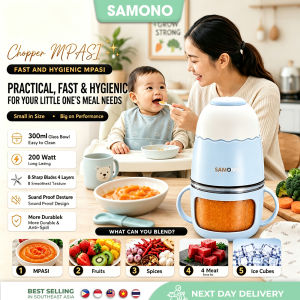 SAMONO 300ml 200W High-Quality Baby Food Processor with 8-Leaf SUS Knife Anti-Spill Blade and Anti-Slip Sleeve