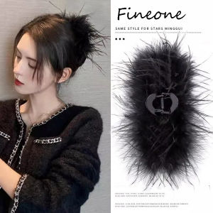 Korea Elegant Feather Hairpin For Women White Black Feather Hair Clips Girls Hair Accessories Party Headwear