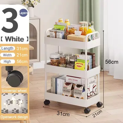 3/4/5 layer Moving Rack Kitchen Storage Shelf Home Bedroom Bathroom Organizer Trolley Bath Rack Rolling Trolley Bathroom Organizer Cabinets Moving#XTC