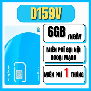 SIÊU SIM DATA 5G VINAPHONE D159V - 6GB/NGÀY + MIỄN PHÍ GỌI ĐIỆN NHẮN TIN - PHÍ 159K/THÁNG - SIM MIỄN PHÍ 1 THÁNG ĐẦU . FREESHIP - CHƯA KÍCH HOẠT.