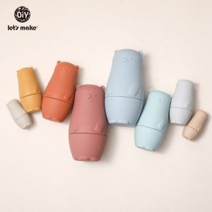 Lets Make Silicone Matryoshka Toy 4pcs/set Soft Baby Safe Material Stacking Nesting Dolls Kids Gift