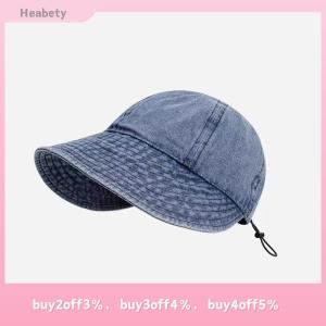 Heabety Foldable Wide Brim Denim Hat Women Adjustable Outdoor Beach Bucket Hat Summer Sun Protection Visors Fisherman Cap Panama Caps
