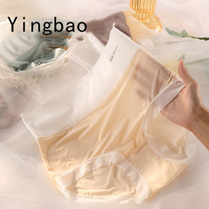 Yingbao Plus Size High waisted Underwear for Women Ultra-thin Ice Silk Seamless Ladies Big Size Panties summer new style