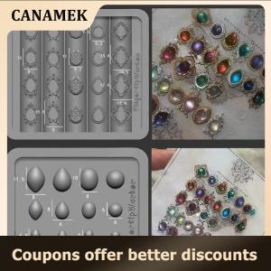 【 CANAMEK 】 Gemstone Photo Frame 3D Transparent Nail Art Mold Silicone Carving Template DIY Nail Art Decorations Manicure Design Tools