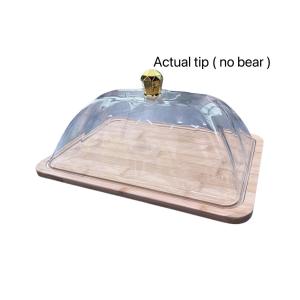 Bamboo Desert Tray dengan Penutup - Produk Taman dengan Cakera Kaca dan Hiasan Berbentuk Binatang