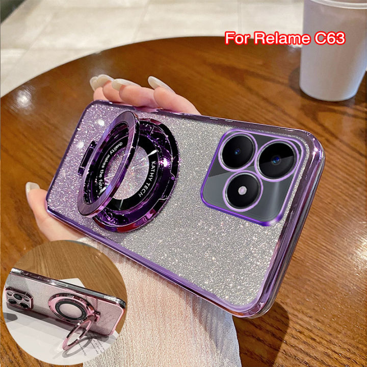 YUXING Cover per Realme C63 / C61 / Note 60 Custodia Trasparente con Pellicola Protettiva Lenti Morbida Ultra Sottile Antiurto Bumper Slim Case - Verde