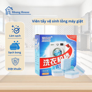 Combo 5 hộp (hộp 12 viên) tẩy vệ sinh lồng máy giặt cho cửa ngang và cửa đứng khử mùi và diệt khuẩn
