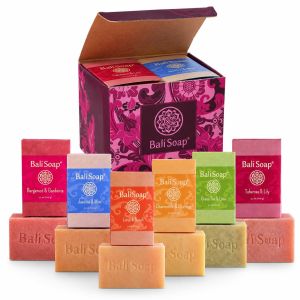 Bali Soap - Feminine Collection Natural Soap Bar Gift Set 6 pc    Bergamot-Gardenia Jasmine-Mint Lotus-Neroli Chamomile-Moringa Tuberose-Lily Green Tea-Lime 3.5 Oz each