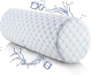 Nestl  Neck Pillow for Pain Relief  –  Advanced Memory Foam  –  Sleep Pillow   With breathable cooling cover  –  Comfortable Cylinder Neck Pillow