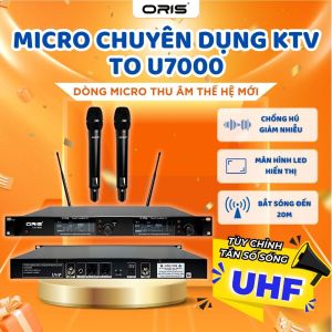 Micro Chuyển Dụng ORIS TO U7000Tích Hợp 2 Micro Không DâyÂm Thanh Chất Lượng CaoTần Số 640-830MHzThiết Kế Sang Trọng