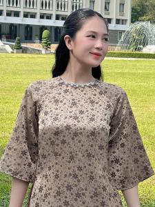 Áo dài cách tân Ladyfashion dáng suông phối phụ kiện sang chảnh AD068