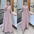Baju gamis wanita Remaja Trendy coklat mahogani Motif Brukat terbaru 2026 Nazerra maxi Bahan velvet Premium gaun wanita Pesta Kondangan Cantik elegant Fashion modist bahan adem Bisa COD. 