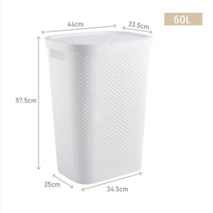 45L/60L Laundry Basket Rattan Basket Japanese With Cover Dirty Clothes Basket Plastic