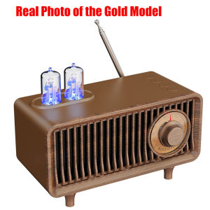 Retro Wood Radio Wireless Bluetooth Speaker Subwoofer Music Player with LED Light Support Handsfree TF Card U Disk AUX Play
