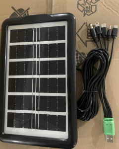 AM [สายชาร์จ5in1] แผงโซล่าเซลล์ 6V 6W Solar cell พกพาง่าย ชาร์จมือถือและอุปกรณ์ไฟฟ้า แผงโซล่าเชล ชาร์จโทรศัพท์ของคุณ