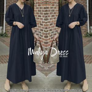 Long Dress Wanita/Dress Korea Style/Mahya Dress/Dress Katun Premium/Dress Panjang Lengan Balon  Kekinian