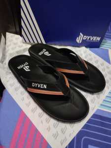 Dyven Sandal Jepit Pria Dewasa Hitam Strip Coklat Dvn 031