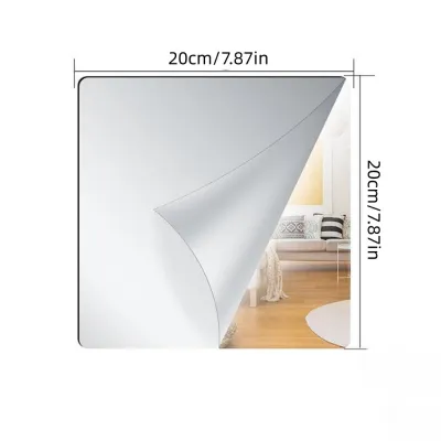 ERMENLED Self-Adhesive Mirror Wall Stickers 1.6mm Thick 20/30/40cm Makeup Mirror Flexible Acrylic Mirror Sheet Bathroom